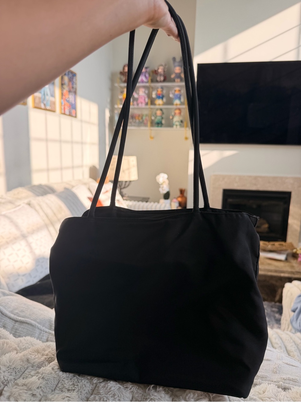 Prada Black Nylon Tote with Triangle Logo - Picture 6 of 10
